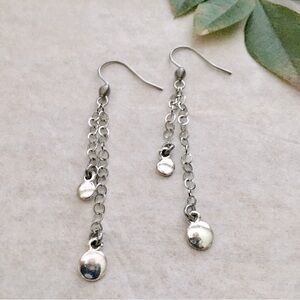 Dainty Silver Discs Flirty Deux Dangle Earrings